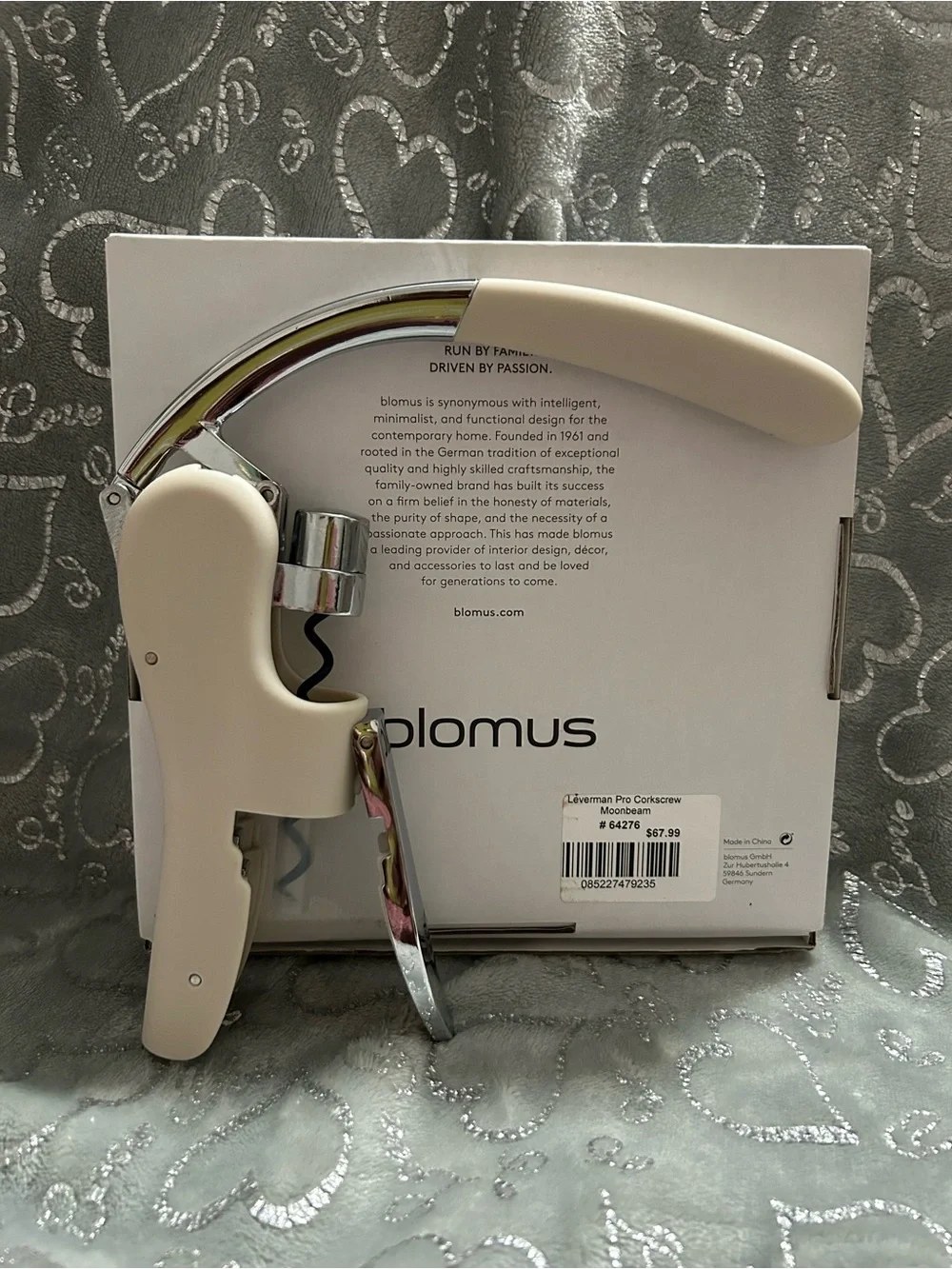 NWT Blomus, 6”, Cream Lever Wine Bottle Opener with Corkscrew